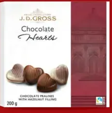 J.D. Gross čokoládové pralinky v tvare srdca