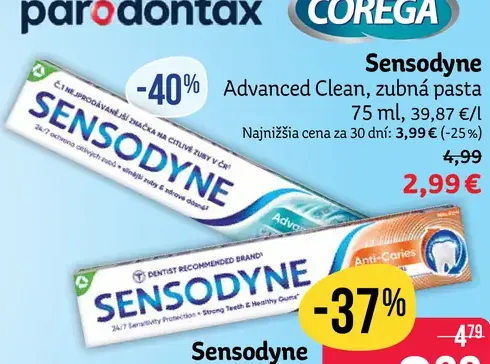 Sensodyne zubná pasta proti zubnému kazu