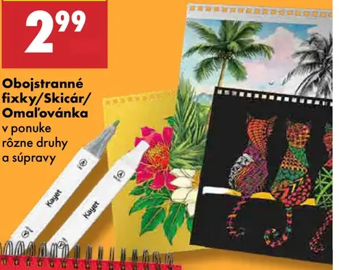 Kayet obojstranné fixky, skicár a omaľovánka