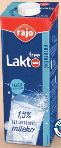 Rajo Laktófree mlieko trvanlivé 1,5 % polotučné
