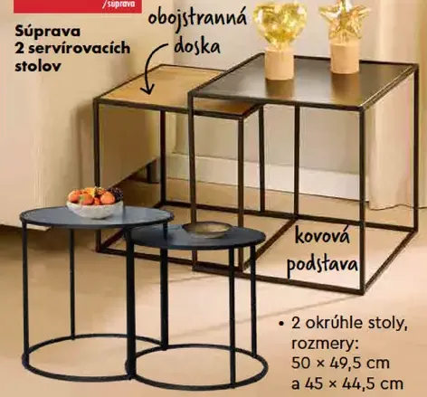 Smukke súprava 2 servírovacích stolov