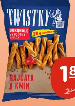 Twistky pečené slané tyčinky rajčata a kmin